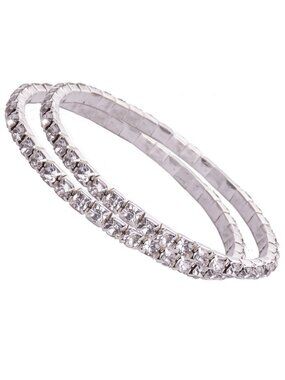 Luxury Silver Plated 2-Row Crystal Tennis Bracelet for Women Stylish Party Wear